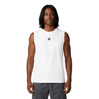 Minimal Tiny Script Logo Muscle Tank — Small Chest Graphic Sleeveless Tee