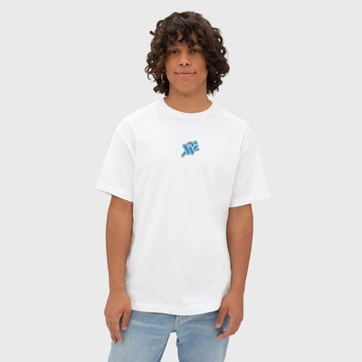 Boxy Tee with Tiny Blue Heart Logo — Minimal Casual Oversized T-Shirt