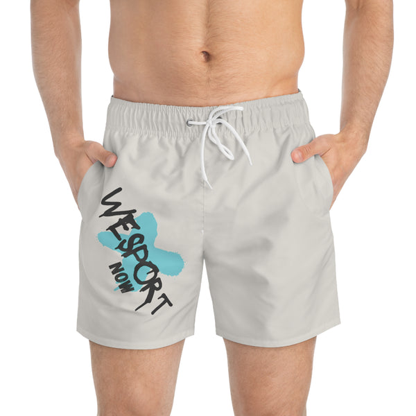 We Sport Now Swim Trunks — Retro Surf Logo Beach Shorts