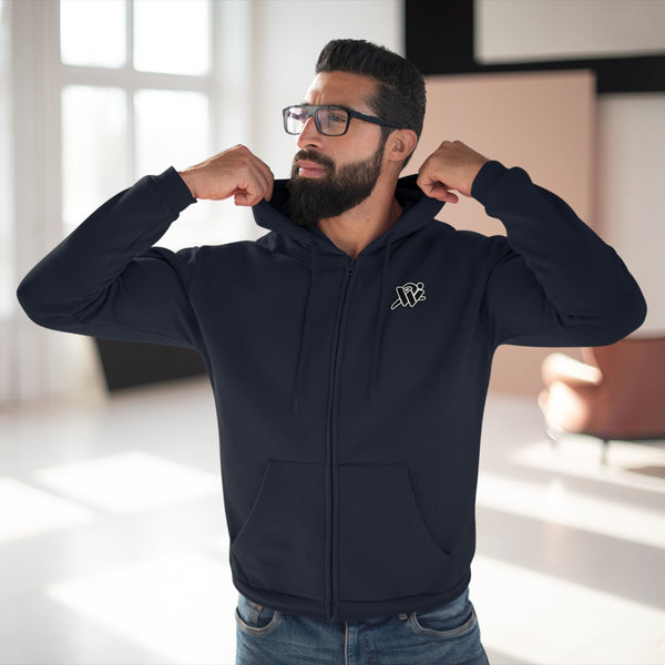 Zip Hoodie — Minimal Navy Embroidered Logo