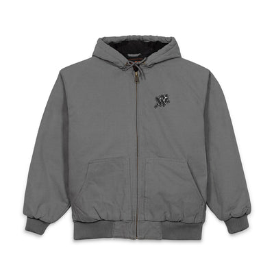 Embroidered Work Jacket - Small Chest Skull Logo Hooded Duck Cloth Jacket