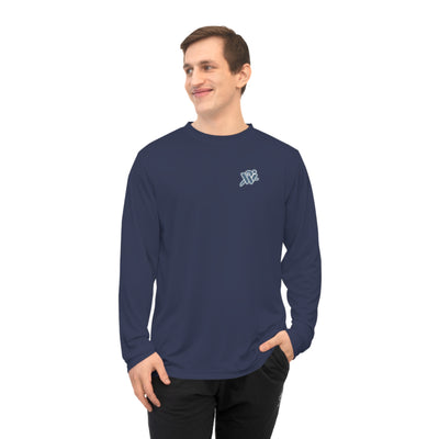 Performance Long Sleeve Shirt — Small Retro Wave Logo Athletic Tee