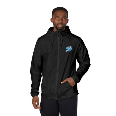 Windbreaker Jacket — Blue Comic 'Pow' Graphic Chest Logo
