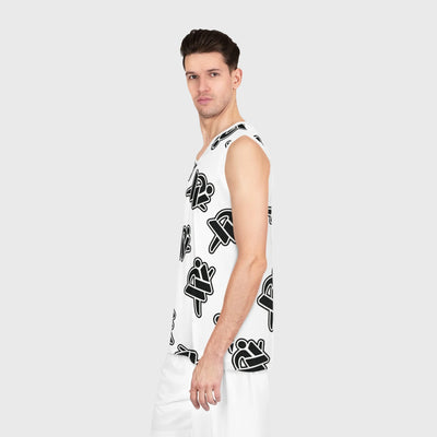 Basketball Jersey — Black & White Logo All-Over Print