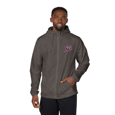 White Camo Windbreaker Jacket with Maroon Crest Chest Logo