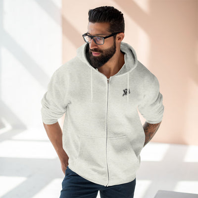 Minimal Logo Zip Hoodie — Small Chest Emblem Casual Zip-Up