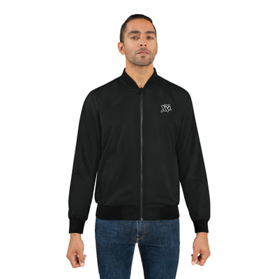 Black Men's Bomber Jacket – Minimal Reflective Logo Lightweight Flight Jacket